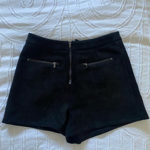 Black suede shorts
